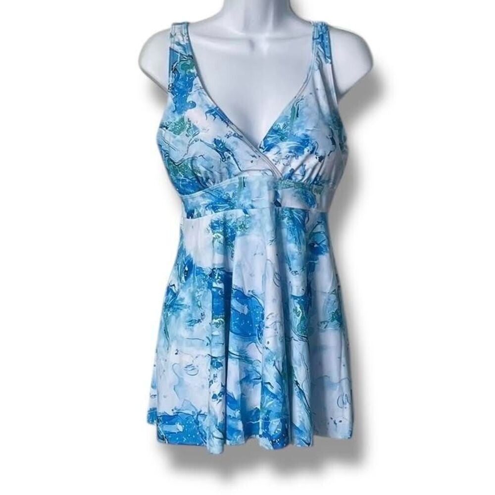 Tankini Women's L Multicolor Pattern Flowy Coverage Beachy Summer Vacay Resort